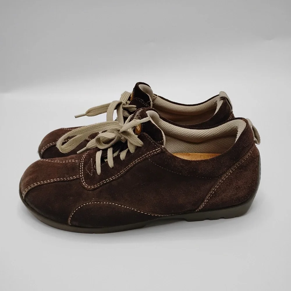 Footprints by Birkenstock Women's Brown Suede Lace Up Sneakers EU 38 US 7.5